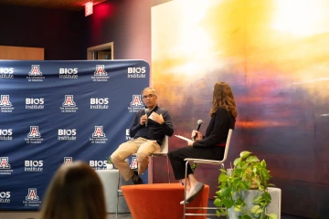 Nirav Merchant at fireside chat at Behind BIO5